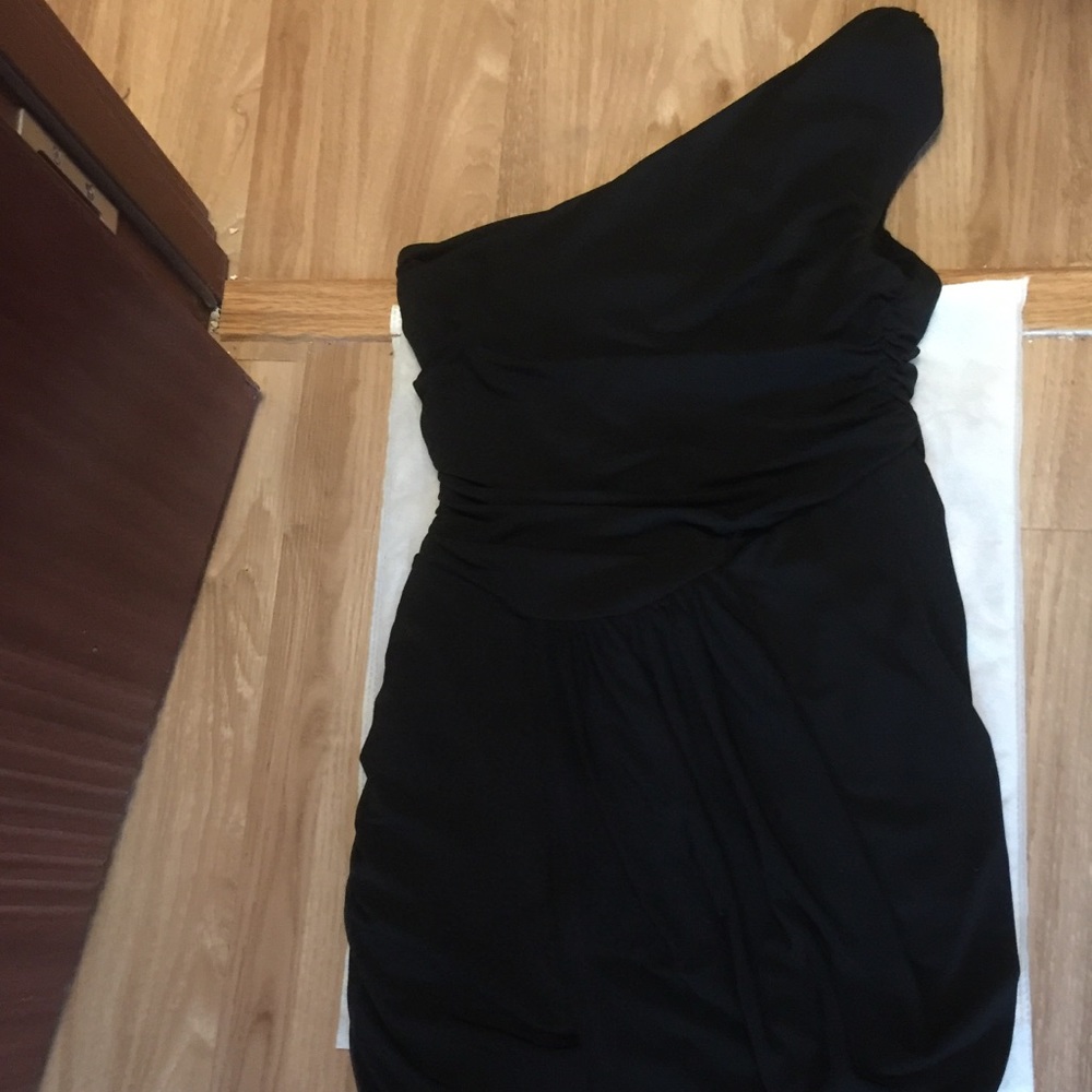 Allen B one shoulder little black dress